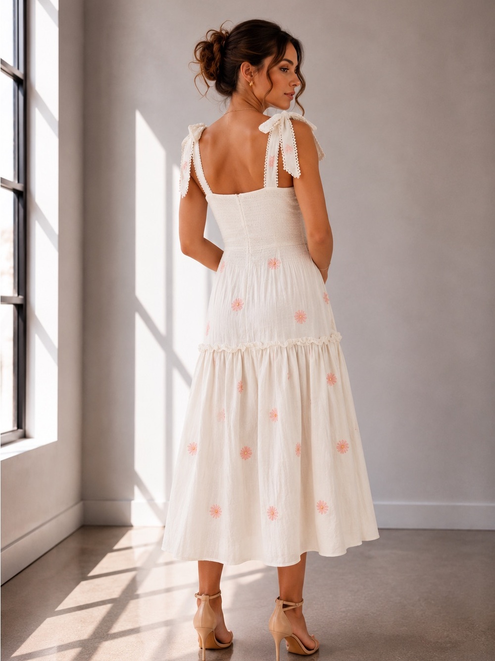 453. Sweet Daisy Midi Cotton  Dress - Picture 2 of 4